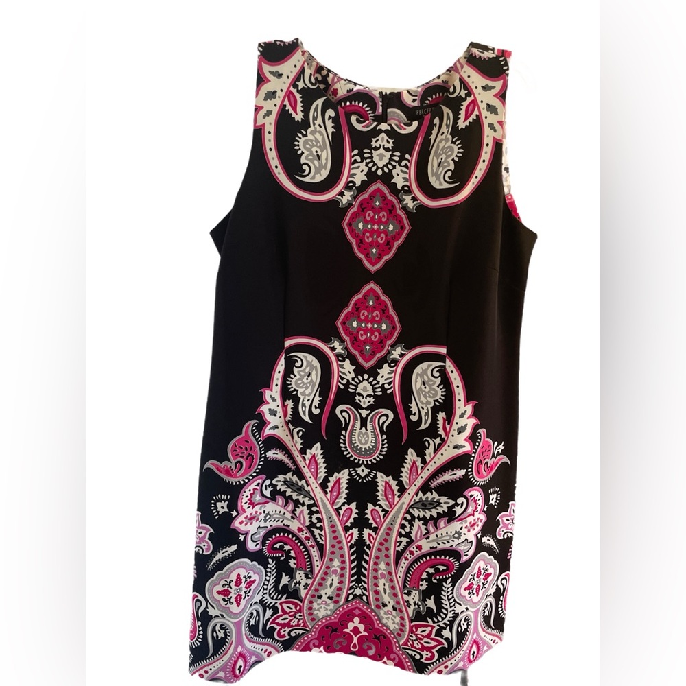 Perceptions Black and Pink Halter Sheath Mini Dress